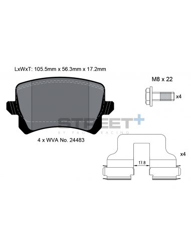 Pastillas Pagid Street+ Volkswagen Passat 3C traseras (Tipo 2)