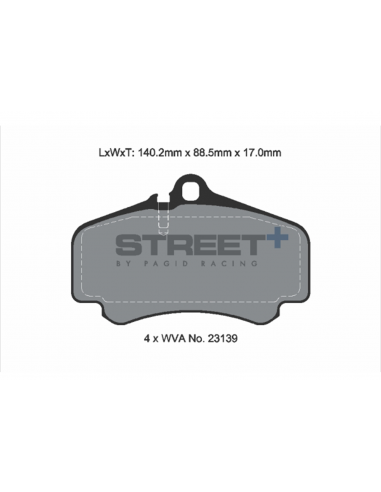 Pastillas Pagid Street+ Porsche 911 996 3.6 Carrera S/4S/Turbo 4/GT3/GT2 delanteras