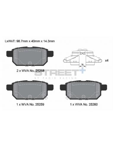 Pastillas Pagid Street+ Suzuki Swift IV traseras