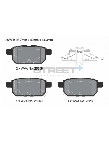 Pastillas Pagid Street+ Suzuki Swift IV traseras