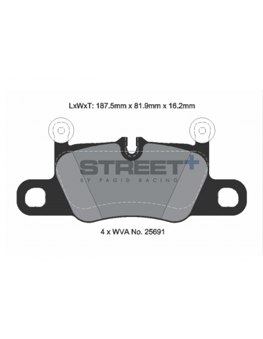 Pastillas Pagid Street+ Porsche 911 991 3.0 Carrera traseras (Tipo 1)