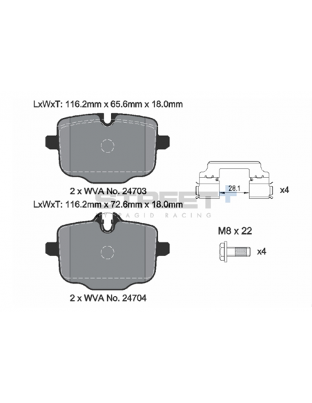 Pastillas Pagid Street+ BMW X3 G01 traseras (Tipo 1)