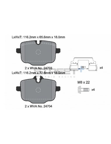 Pastillas Pagid Street+ BMW X4 G02 traseras (Tipo 1)
