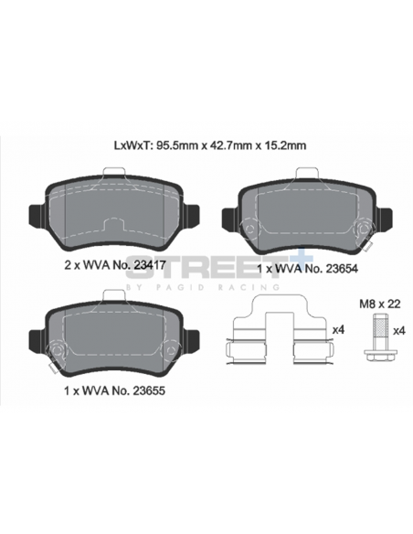 Pastillas Pagid Street+ Opel Zafira B exc. OPC traseras Pastillas Pagid Street+ Opel Zafira B exc. OPC traseras