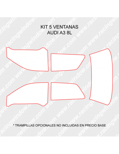 Cristales policarbonato Audi A3 8L 3 puertas