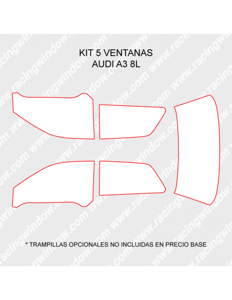 Cristales policarbonato Audi A3 8L 3 puertas