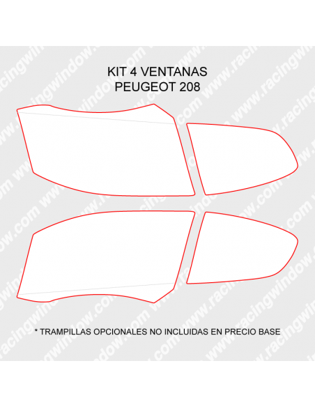 Cristales policarbonato Peugeot 208 3 puertas