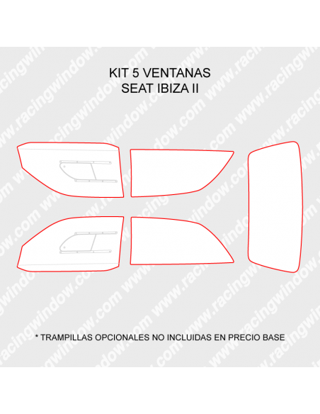 Cristales policarbonato Seat Ibiza 6K 93-99 3 puertas Cristales policarbonato Seat Ibiza 6K 93-99 3 puertas