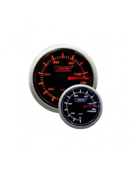 Manómetro Prosport 52mm Presión aceite Blanco/Naranja