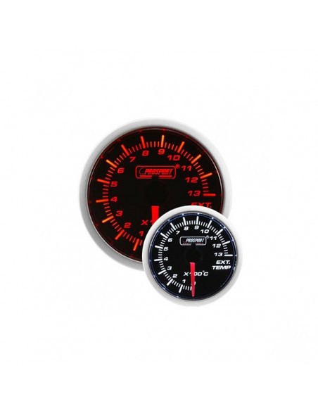 Manómetro Prosport 52mm Temperatura escape Blanco/Naranja