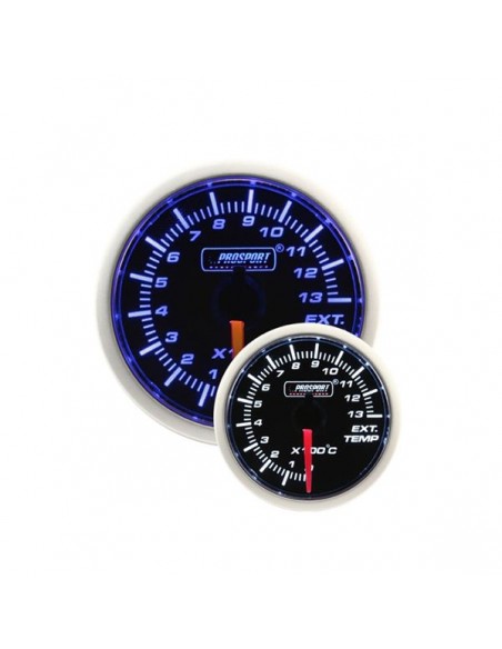 Manómetro Prosport 52mm Temperatura escape Blanco/Azul