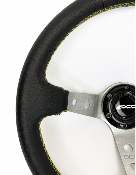 Volante OCC Track Piel brazos plata