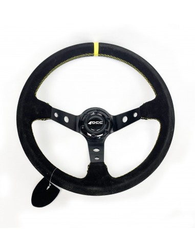 Volante OCC Track Piel vuelta brazos negros (Detalles amarillos)