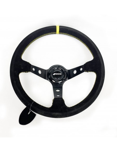 Volante OCC Track Piel vuelta brazos negros (Detalles amarillos)