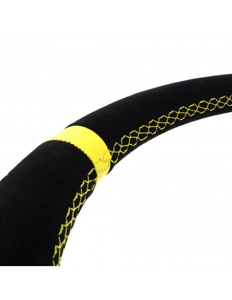 Volante OCC Track Piel vuelta brazos negros (Detalles amarillos)