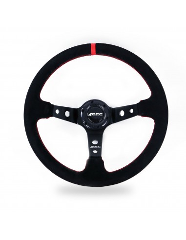 Volante OCC Track Piel vuelta brazos negros (Detalles rojos)