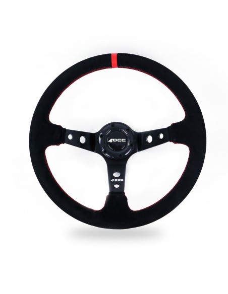 Volante OCC Track Piel vuelta brazos negros (Detalles rojos)