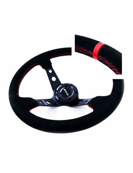 Volante OCC Track Piel vuelta brazos negros (Detalles rojos)