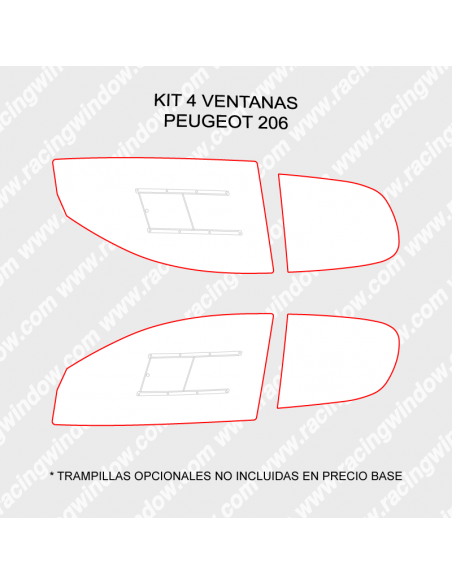 Cristales policarbonato Peugeot 206 3 puertas