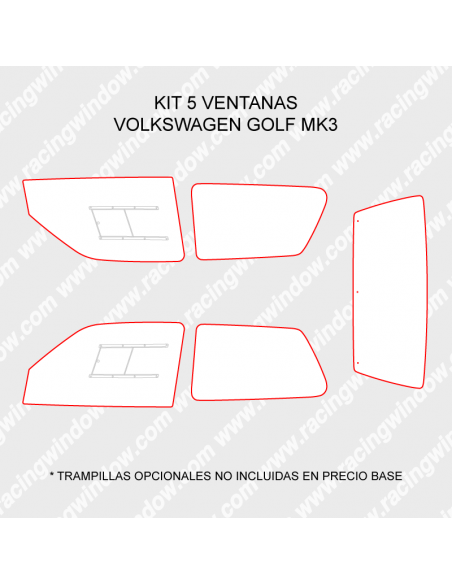 Cristales policarbonato Volkswagen Golf III 3 puertas