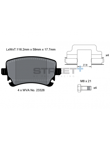 Pastillas Pagid Street+ Audi S4/RS4 B6/B7 traseras
