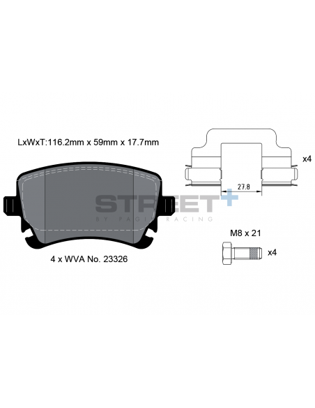 Pastillas Pagid Street+ Audi S4/RS4 B6/B7 traseras