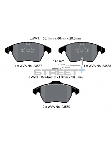Pastillas Pagid Street+ Volkswagen Scirocco 08- delanteras (Disco 312/288mm)