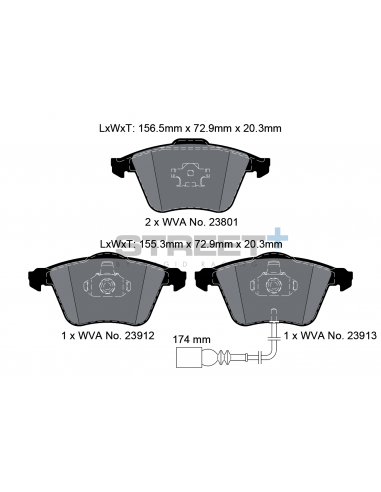 Pastillas Pagid Street+ Volkswagen Eos 3.2/3.6 V6 delanteras (Tipo 1)