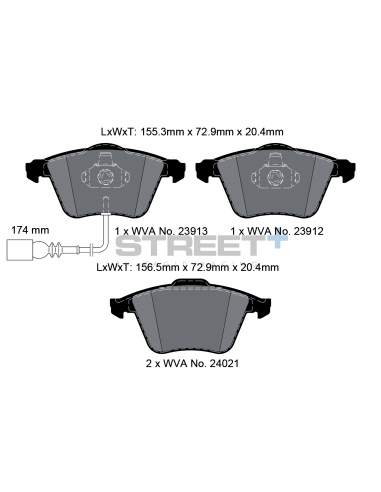 Pastillas Pagid Street+ Volkswagen Scirocco 08- delanteras (Disco 345mm)