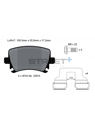 Pastillas Pagid Street+ Volkswagen Eos 3.2/3.6 V6 traseras