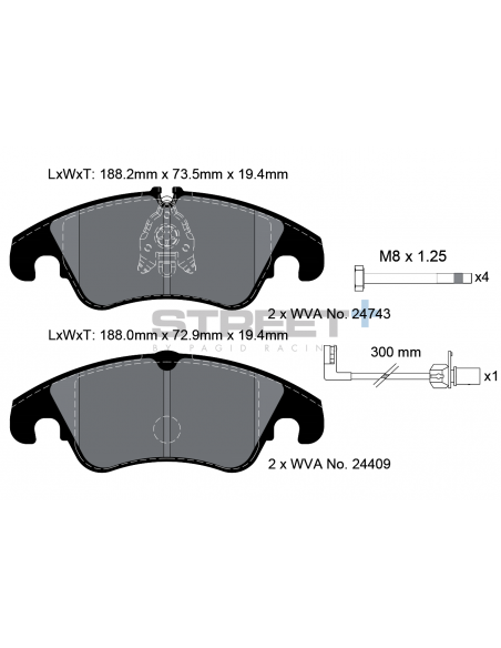 Pastillas Pagid Street+ Audi A5/S5 8T delanteras (Pinza TRW) Pastillas Pagid Street+ Audi A5/S5 8T delanteras (Pinza TRW)
