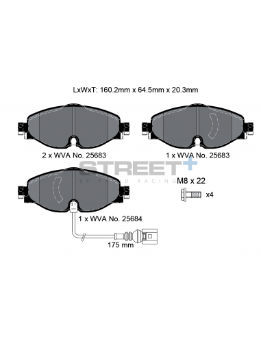 Pastillas Pagid Street+ Volkswagen Golf VII incl. GTI/GTD delanteras (Sin pack sport)