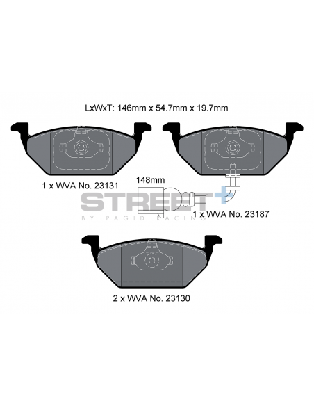 Pastillas Pagid Street+ Volkswagen Golf IV exc. R32 delanteras (Tipo 7) Pastillas Pagid Street+ Volkswagen Golf IV exc. R32 delanteras (Tipo 7)