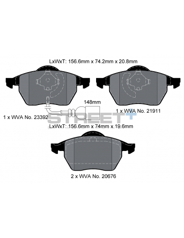 Pastillas Pagid Street+ Volkswagen New Beetle delanteras (Tipo 1)