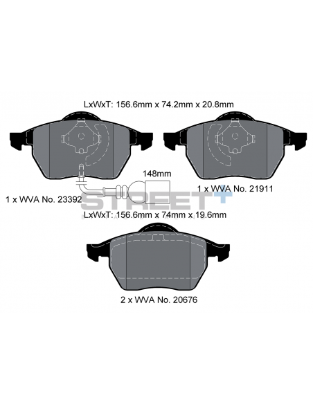 Pastillas Pagid Street+ Volkswagen Passat 35i delanteras (Tipo 3)