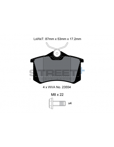 Pastillas Pagid Street+ Volkswagen Passat 3B traseras (Tipo 2)