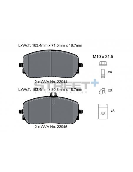 Pastillas Pagid Street+ Mercedes-Benz Clase A W177 delanteras