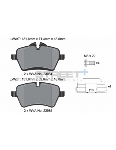 Pastillas Pagid Street+ Mini Coupé R58 delanteras (Pinza TRW)(Tipo 2)
